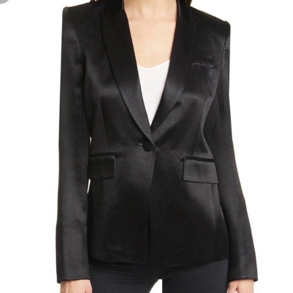 Verónica Bread Satin Black Blazer Jacket Size 4